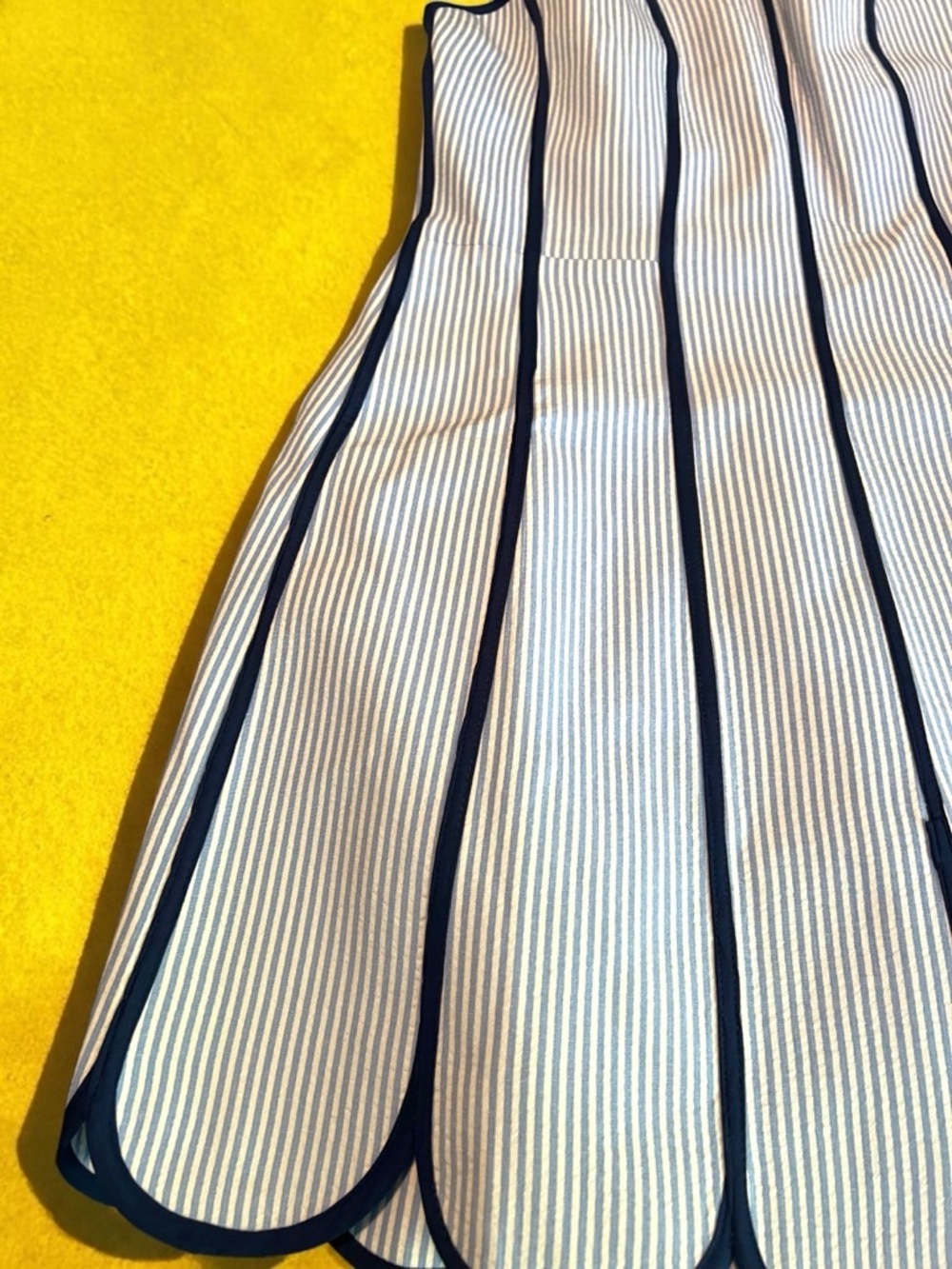 Navy & White Striped Scallop-Hem Mini Dress - Picture 4 of 6